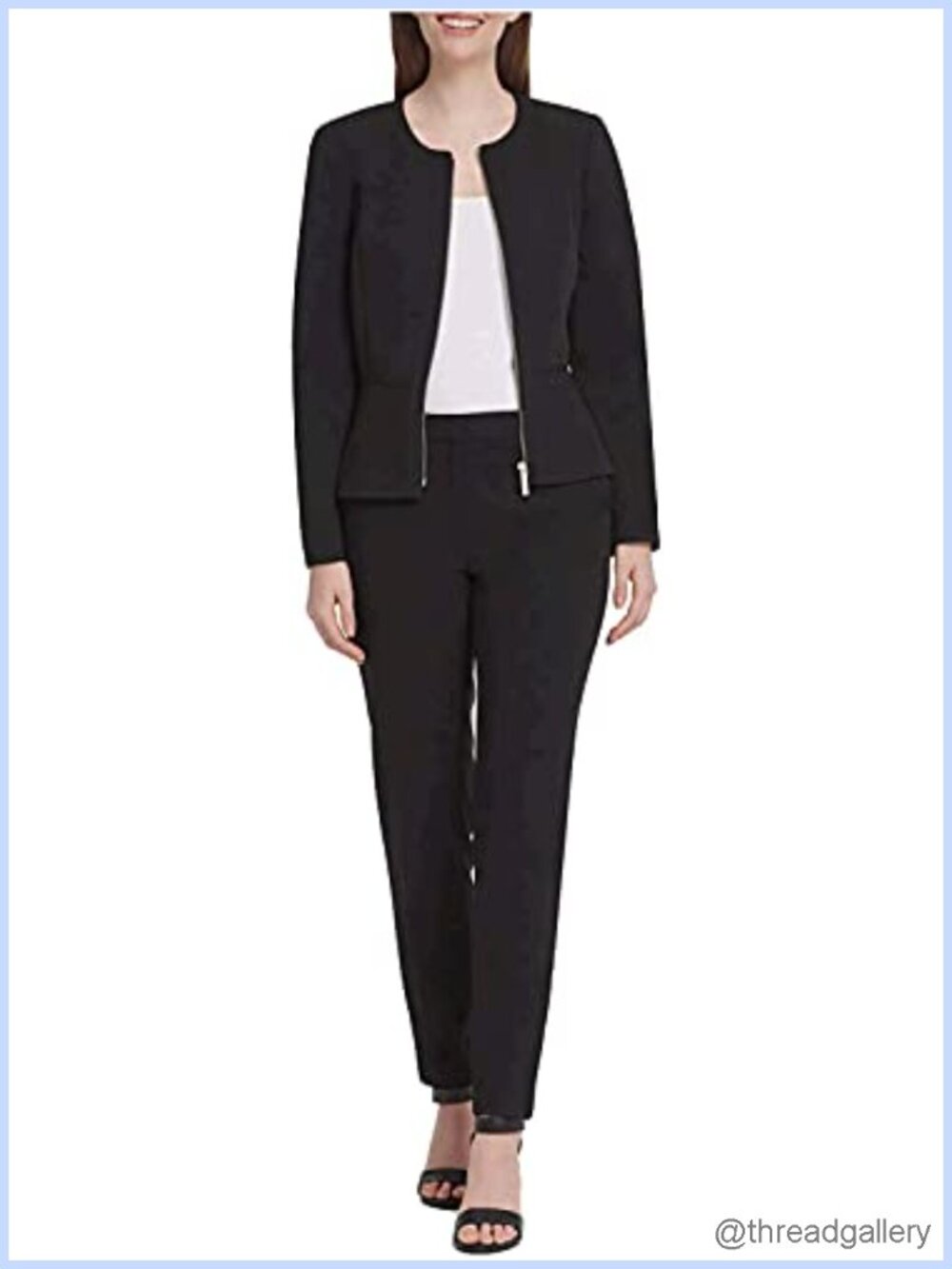 Women's Collarless Peplum Zip Front Blazer